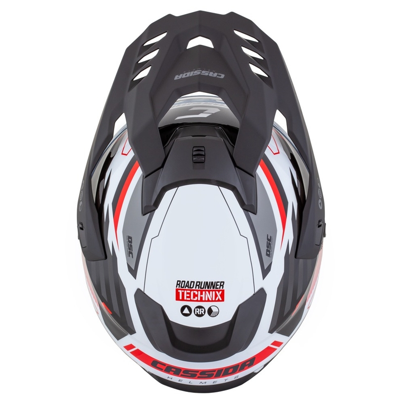 Cassida Road Runner TechniX enduro sisak fehér-fekete-piros-szürke