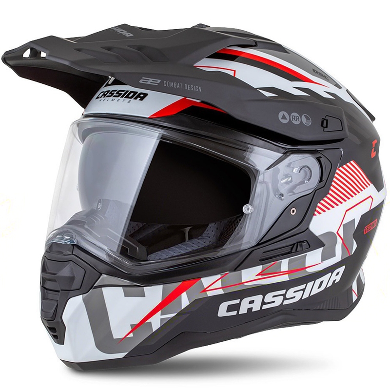 Cassida Road Runner TechniX enduro sisak fehér-fekete-piros-szürke
