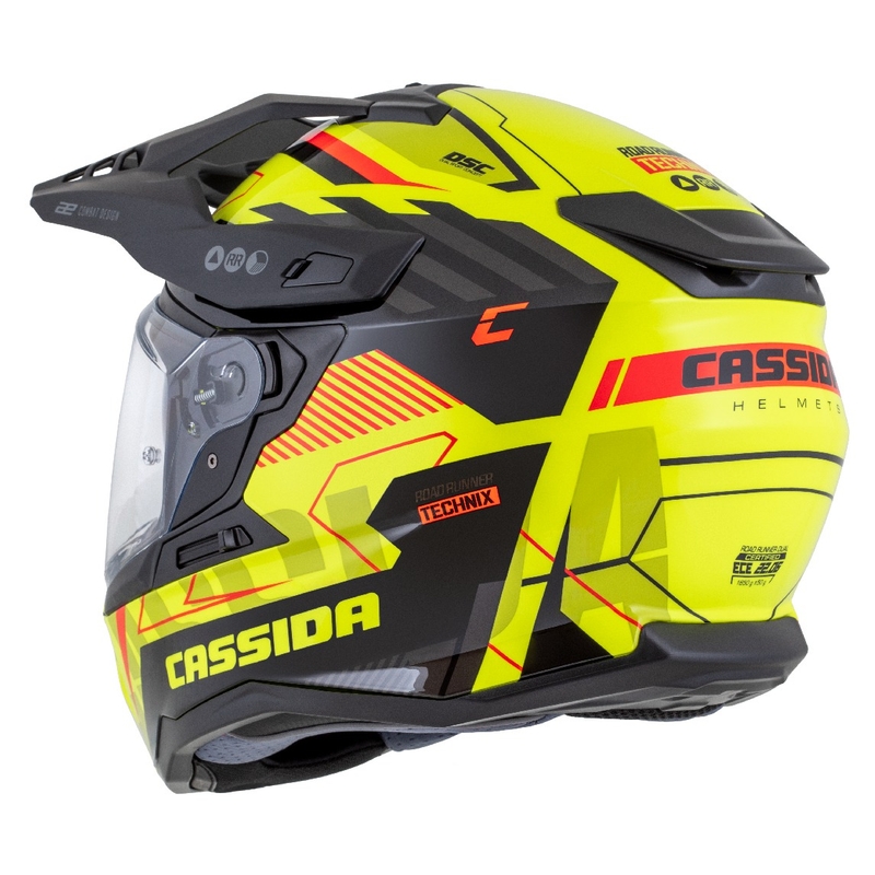 Cassida Road Runner TechniX enduro sisak fluo sárga-fekete-narancssárga-szürke