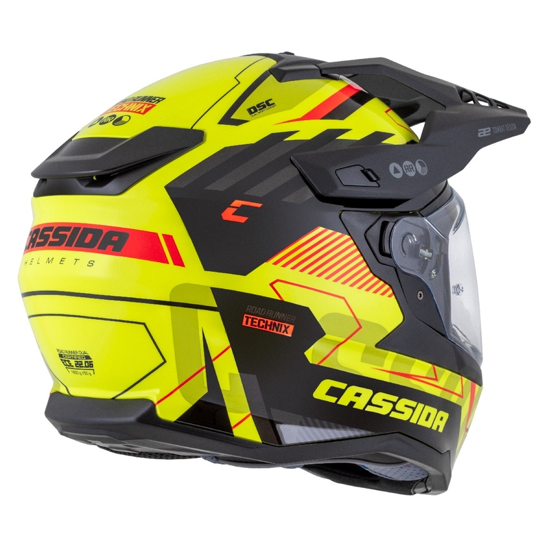 Cassida Road Runner TechniX enduro sisak fluo sárga-fekete-narancssárga-szürke