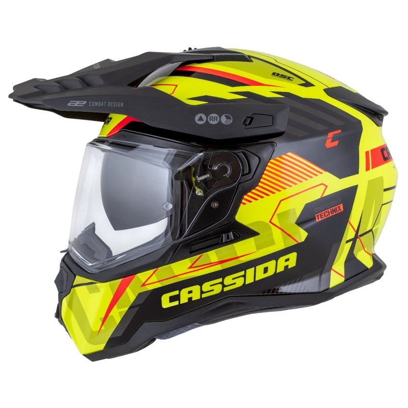 Cassida Road Runner TechniX enduro sisak fluo sárga-fekete-narancssárga-szürke