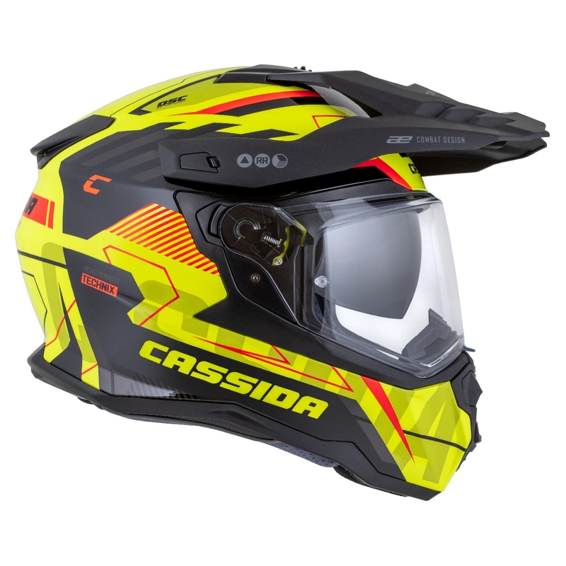 Cassida Road Runner TechniX enduro sisak fluo sárga-fekete-narancssárga-szürke