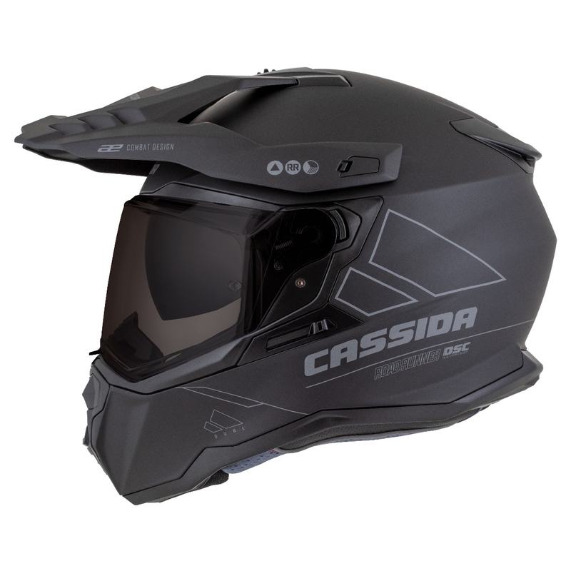 Cassida Road Runner Dual enduro bukósisak matt fekete-sötétszürke