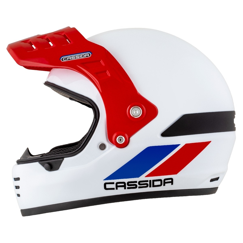 Cassida FormX FlatOut enduro bukósisak fehér-kék-piros