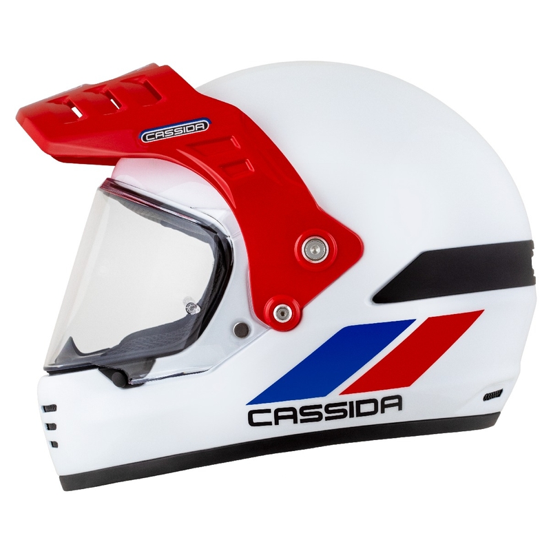 Cassida FormX FlatOut enduro bukósisak fehér-kék-piros