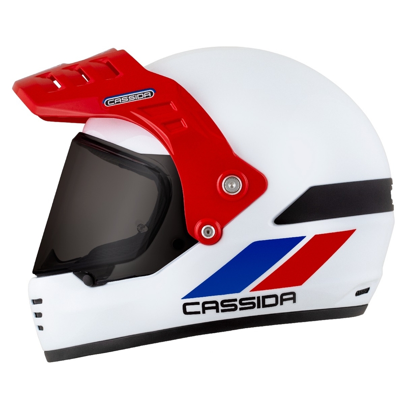 Cassida FormX FlatOut enduro bukósisak fehér-kék-piros