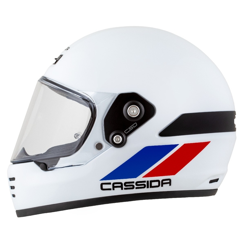 Cassida FormX FlatOut enduro bukósisak fehér-kék-piros