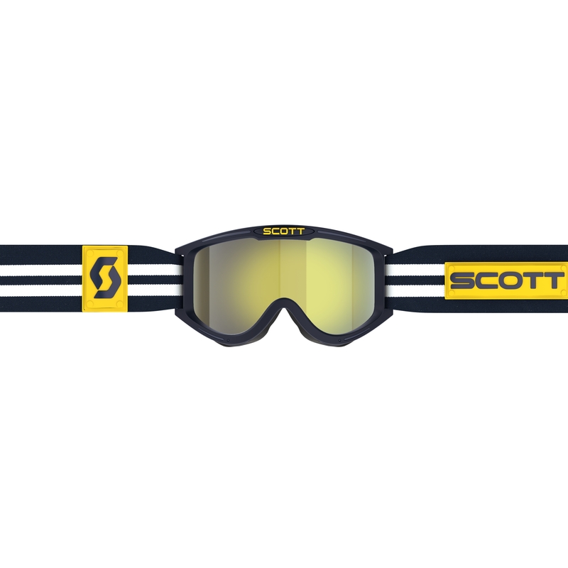 SCOTT 89X Era motokrossz szemüveg kék-fehér, sárga krómozott plexivel kiárusítás