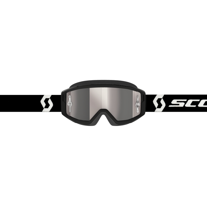 SCOTT Primal CH motokrossz szemüveg fekete-fehér, ezüst króm plexivel