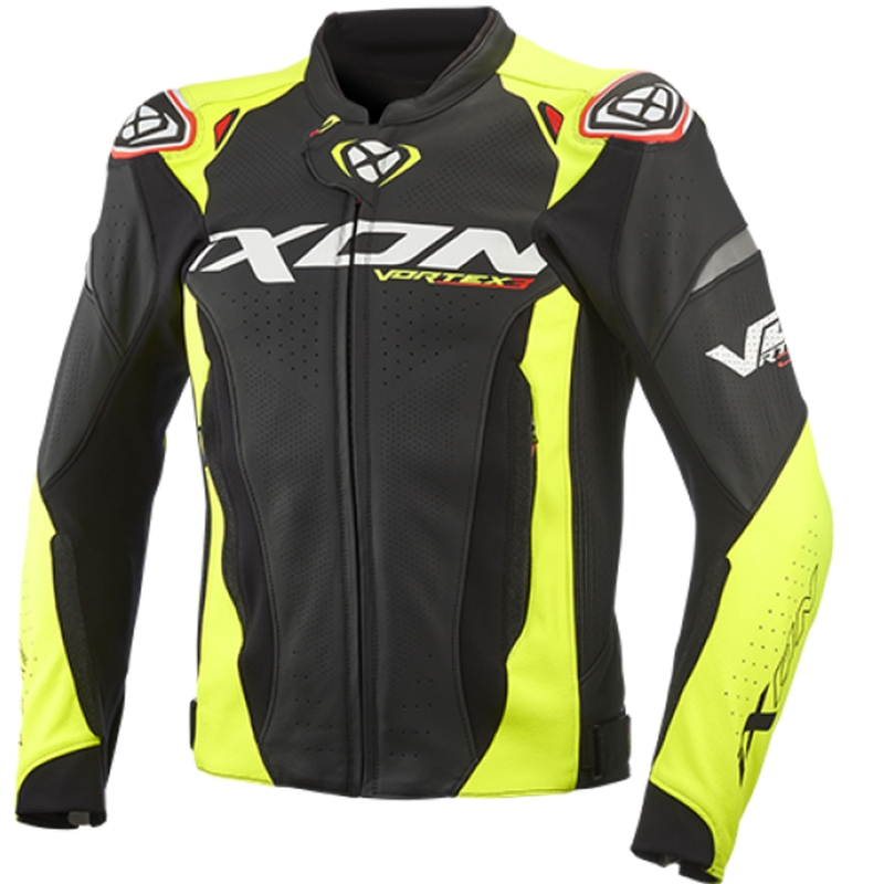 IXON Vortex 3 motoros bőrkabát fekete-fluo sárga