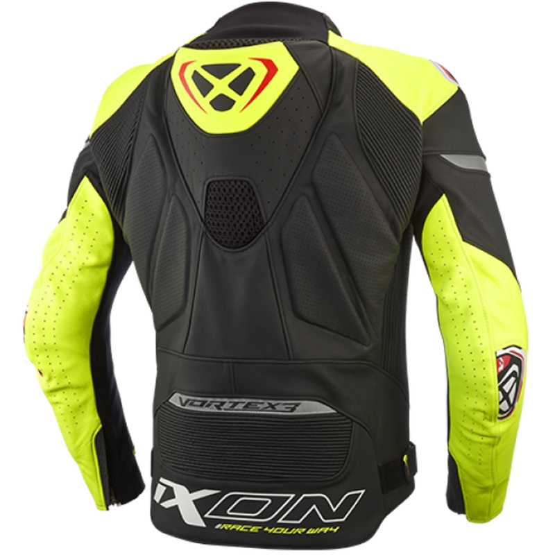 IXON Vortex 3 motoros bőrkabát fekete-fluo sárga