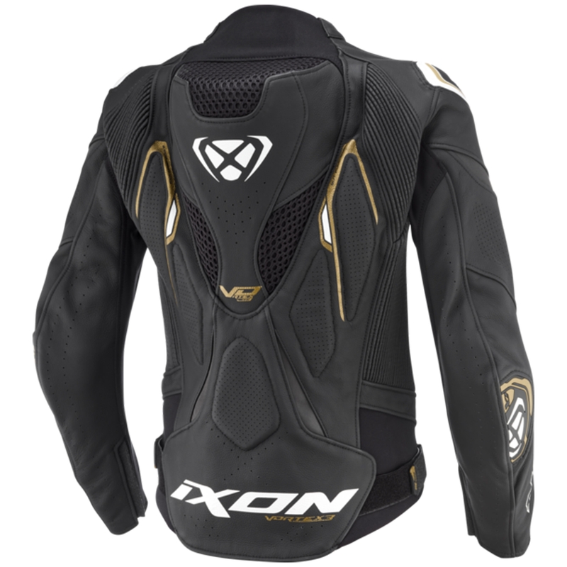 IXON Vortex 3 női motoros bőrkabát fekete-fehér-arany