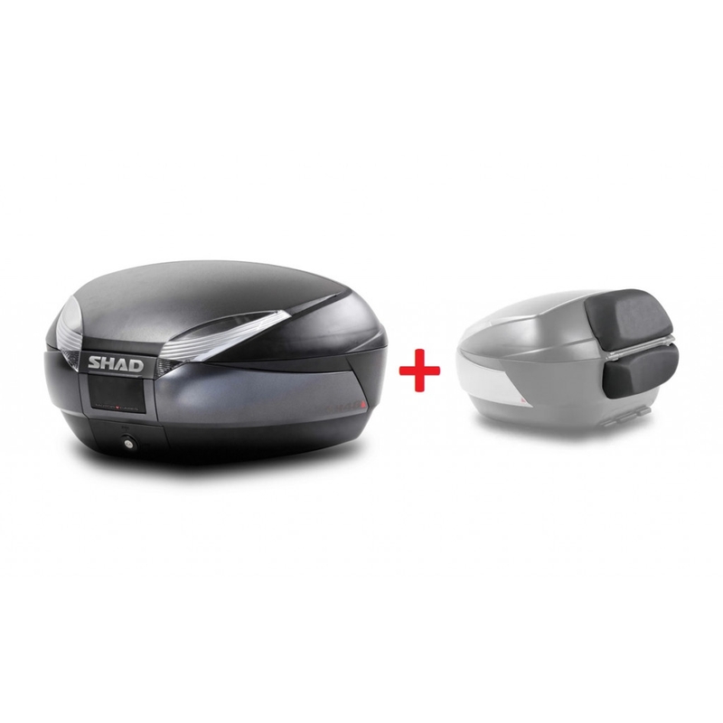 Felső csomagtartó SHAD SH48 Dark grey / black with PREMIUM SMART lock and backrest