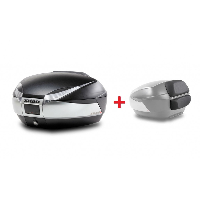 Felső csomagtartó SHAD SH48 Új titán with PREMIUM SMART lock and backrest