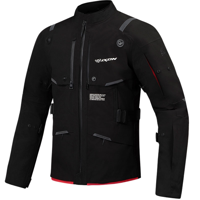 IXON M-Skeid motoros kabát fekete-fluo piros