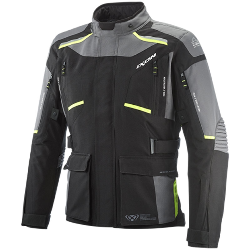IXON Midgard motoros kabát fekete-szürke-fluo sárga