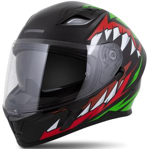 Cassida Orbit Strix zárt motoros bukósisak piros-zöld-szürke-fehér-fekete