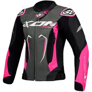 IXON Vortex 3 női motoros bőrkabát fekete-rózsaszín-fehér