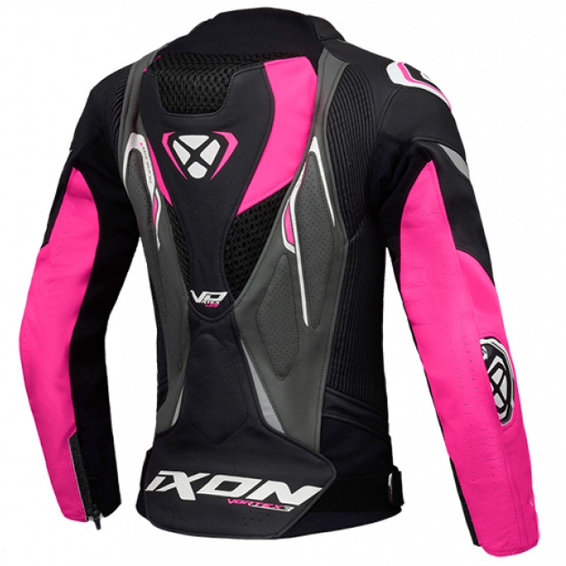 IXON Vortex 3 női motoros bőrkabát fekete-rózsaszín-fehér