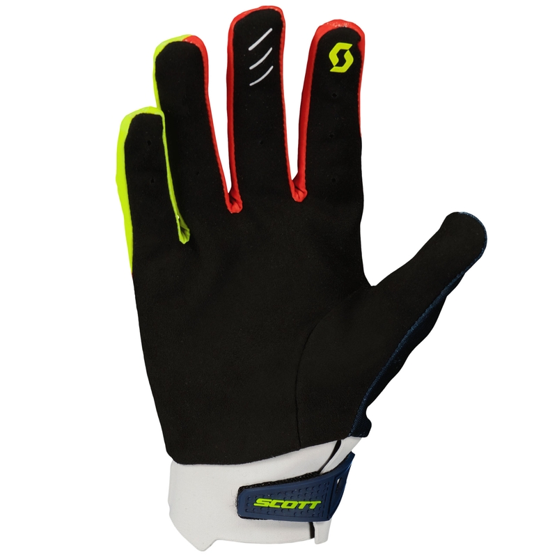 SCOTT EVO RACE motokrossz kesztyű kék-piros-fluo sárga