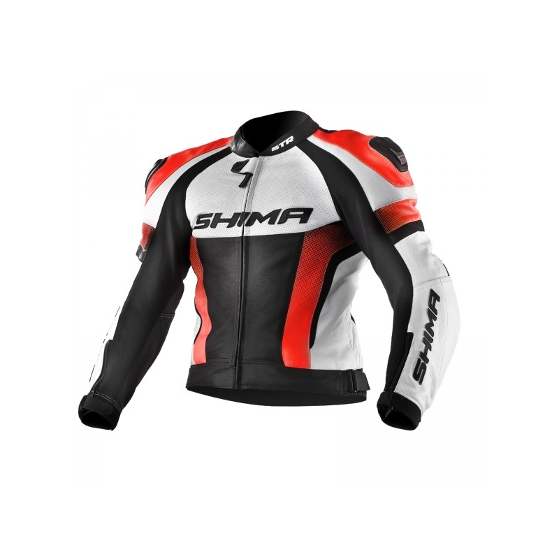 Shima STR motoros kabát fekete-fehér-fluo piros eladó kiárusítás