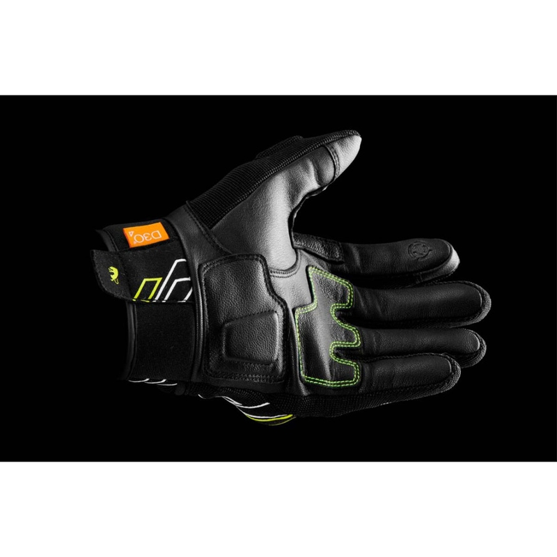 Furygan Jet Neon D3O motoros kesztyű fekete-fehér-fluo sárga