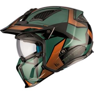 MT Streetfighter SV S P1R A9 nyitott bukósisak arcmaszkkal fekete-barna-zöld kiárusítás