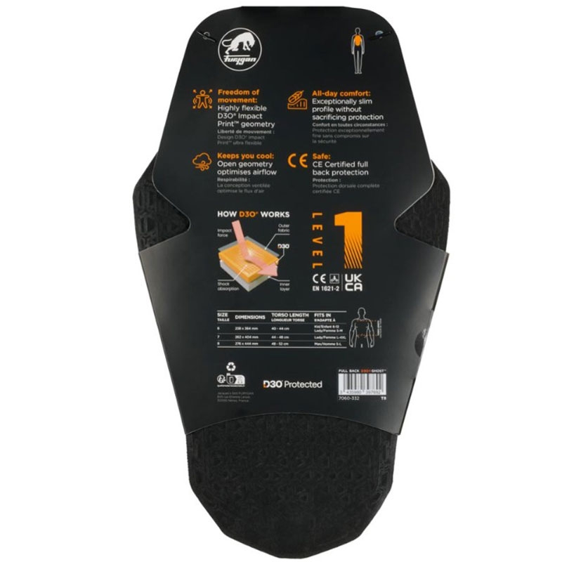 Furygan Full Back Fury D3O® Ghost™ Level 1 hátprotektor