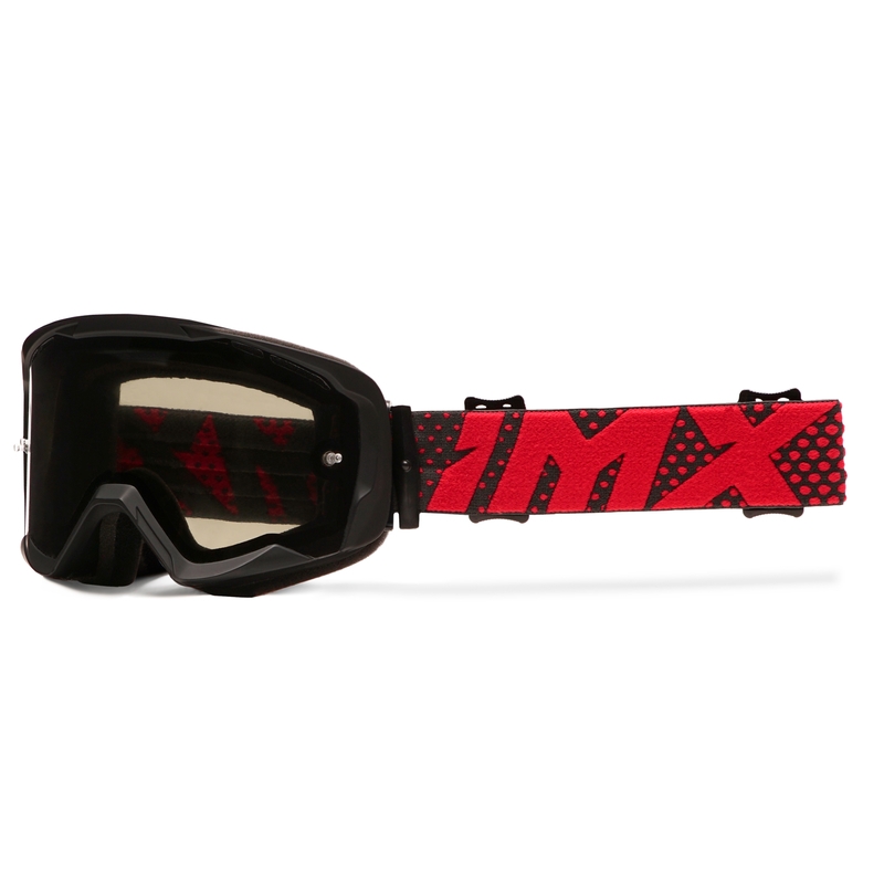iMX Endurance Flip motokrossz szemüveg fekete-piros, füstös plexivel