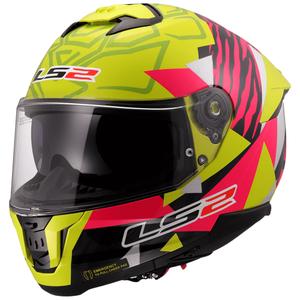 LS2 FF808 Stream II Tiger zárt motoros bukósisak fluo sárga-rózsaszín