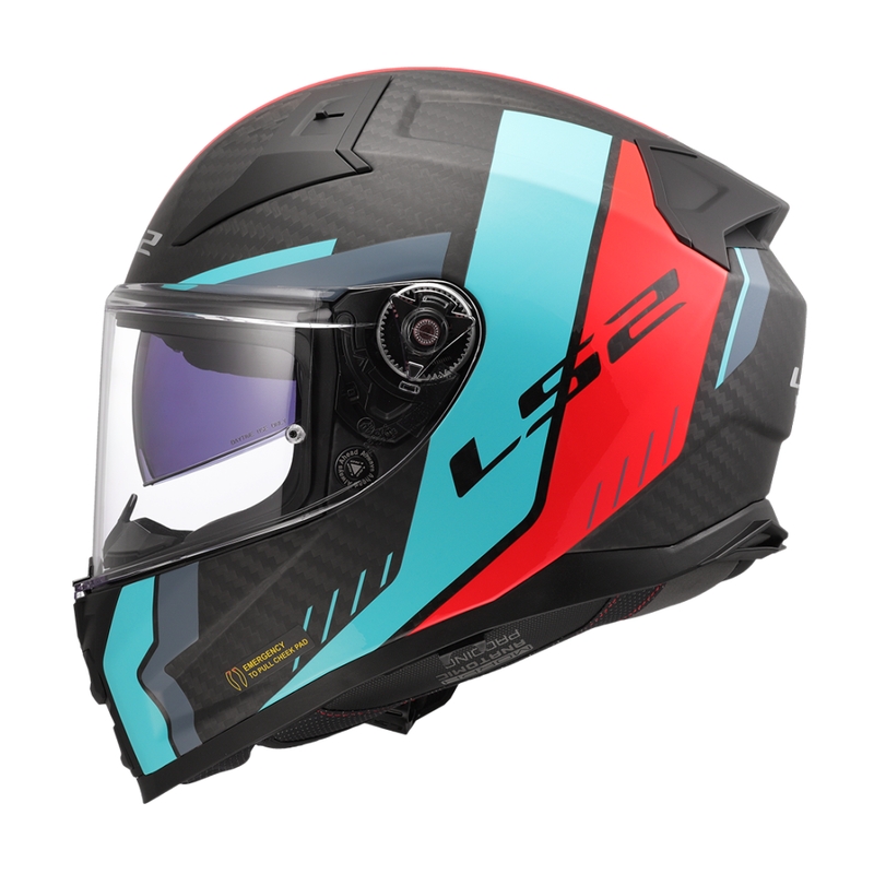 LS2 FF811 Vector II C Grid zárt motoros bukósisak piros-türkizkék