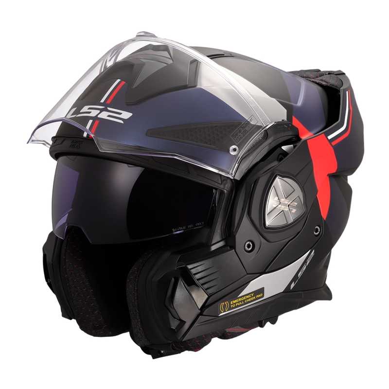 LS2 FF901 Advant X Ultra hátrahajtható állú motoros bukósisak kék-piros