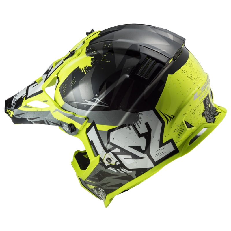 LS2 MX437 Fast EVO Mini Crusher gyerek motokrossz bukósisak fekete-sárga