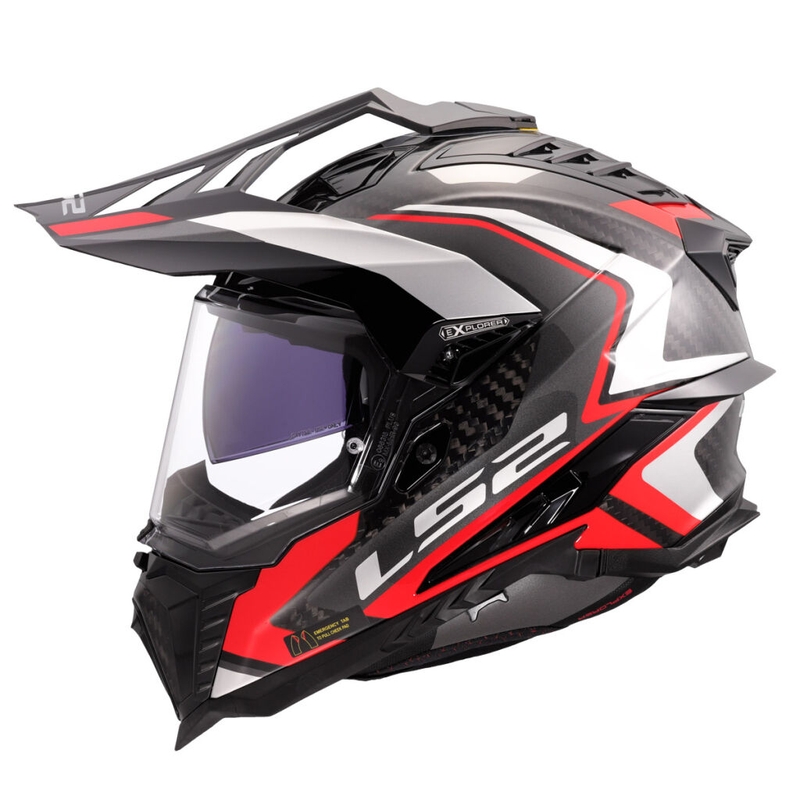 LS2 MX701 Explorer C Frontier II enduro motoros bukósisak piros