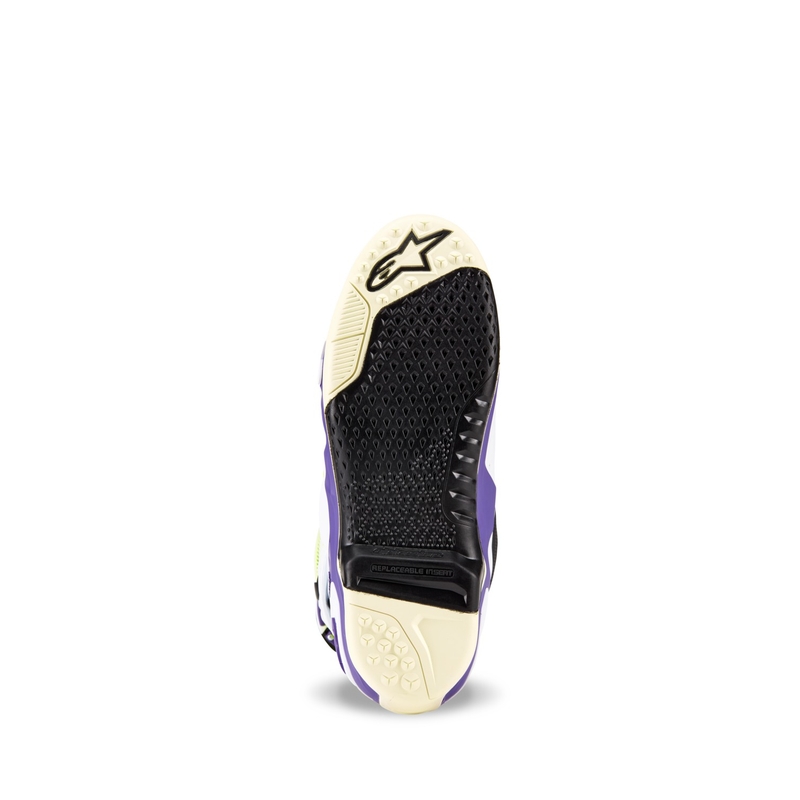 Alpinestars TECH 10 Dirt Studios limitált kiadású motokrossz csizma lila-fehér-fluo sárga