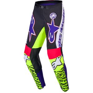 Alpinestars Supertech Dirt Studios limitált kiadású motokrossz nadrág fehér-lila-rózsaszín-fluo sárga