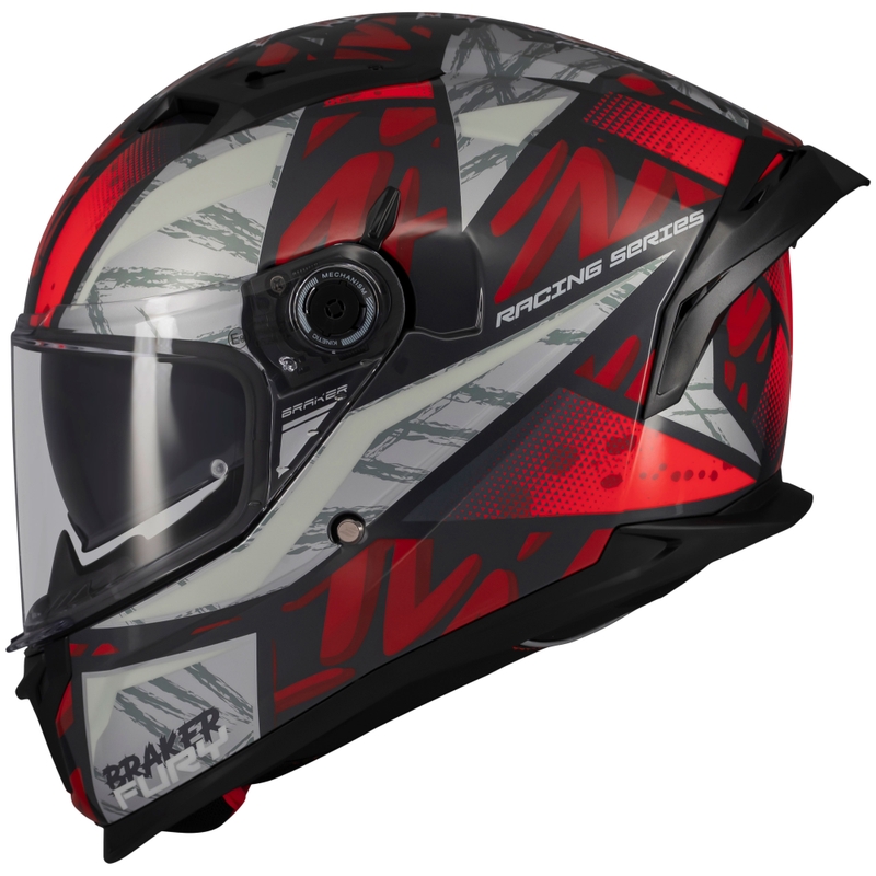 MT Braker SV Fury zárt motoros bukósisak fekete-szürke-piros
