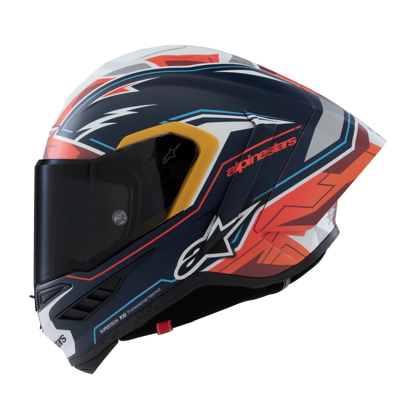 Alpinestars Supertech R-10 limitált edíció Pedro Acosta zárt motoros bukósisak matt kék-piros-fehér