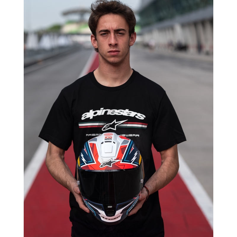Alpinestars Supertech R-10 limitált edíció Pedro Acosta zárt motoros bukósisak matt kék-piros-fehér