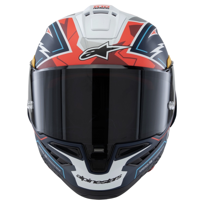Alpinestars Supertech R-10 limitált edíció Pedro Acosta zárt motoros bukósisak matt kék-piros-fehér