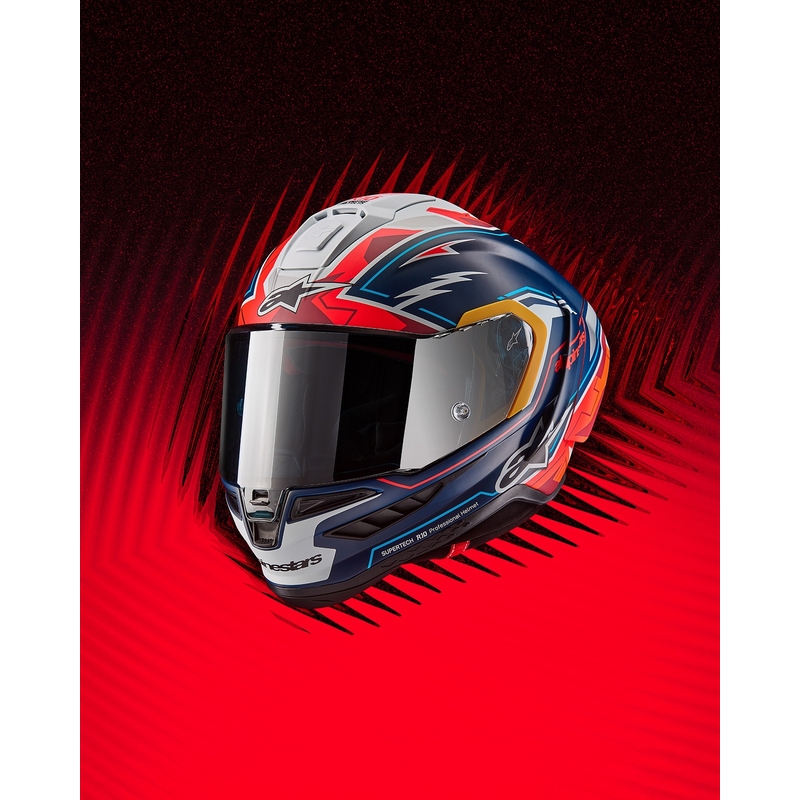 Alpinestars Supertech R-10 limitált edíció Pedro Acosta zárt motoros bukósisak matt kék-piros-fehér