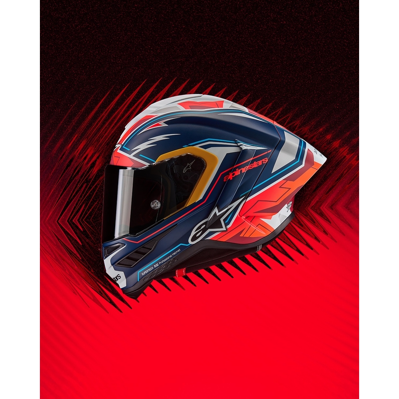 Alpinestars Supertech R-10 limitált edíció Pedro Acosta zárt motoros bukósisak matt kék-piros-fehér