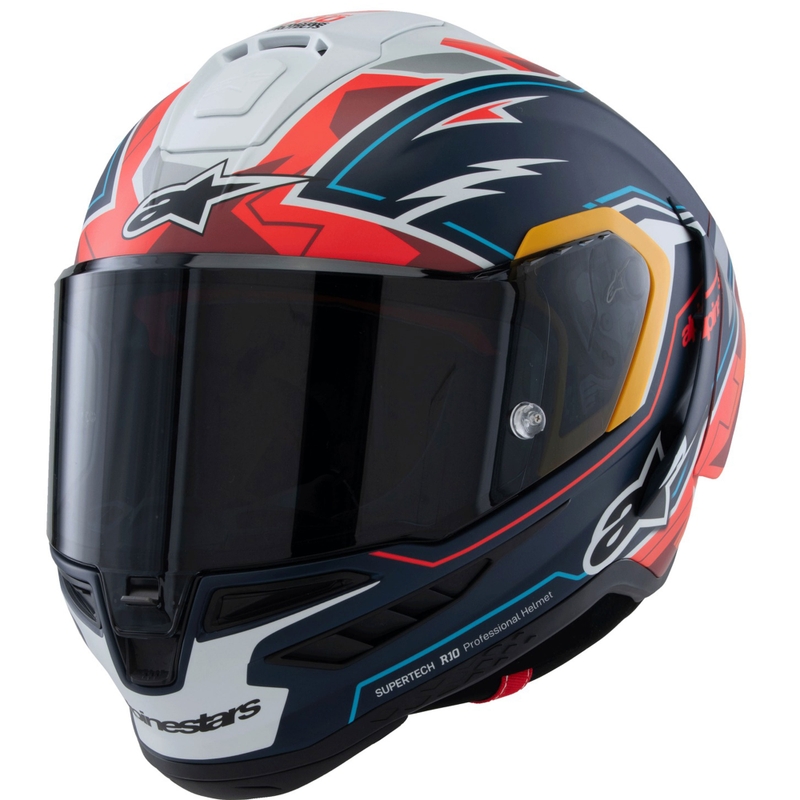 Alpinestars Supertech R-10 limitált edíció Pedro Acosta zárt motoros bukósisak matt kék-piros-fehér