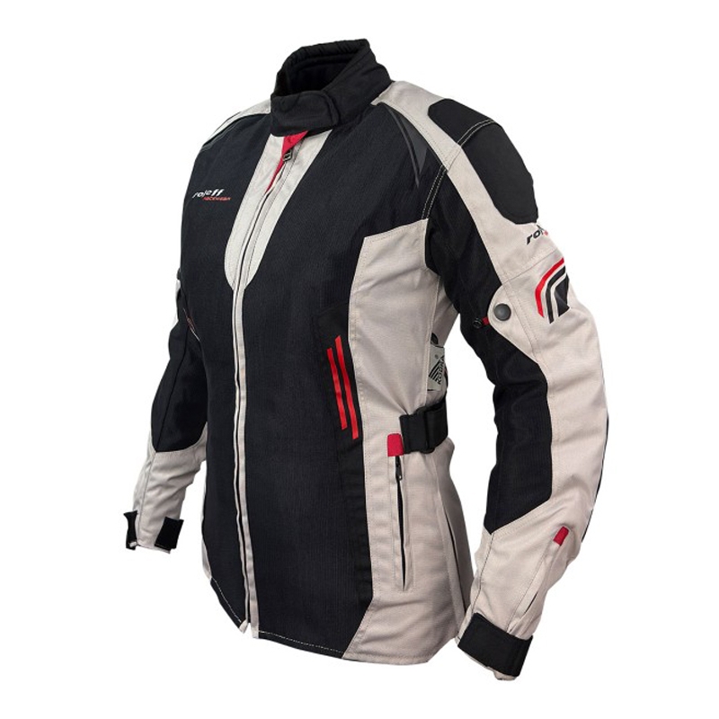 Roleff Mesh női motoros kabát fekete-bézs-piros