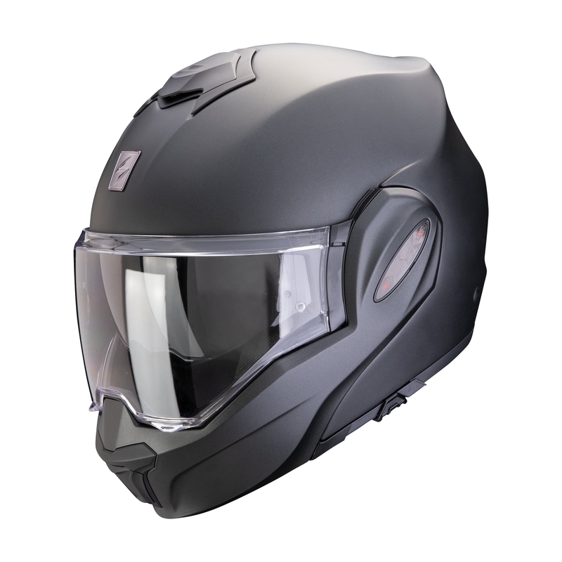 Scorpion EXO-TECH EVO PRO SOLID hátrahajtható állú bukósisak gyöngyház matt fekete - II. minőség
