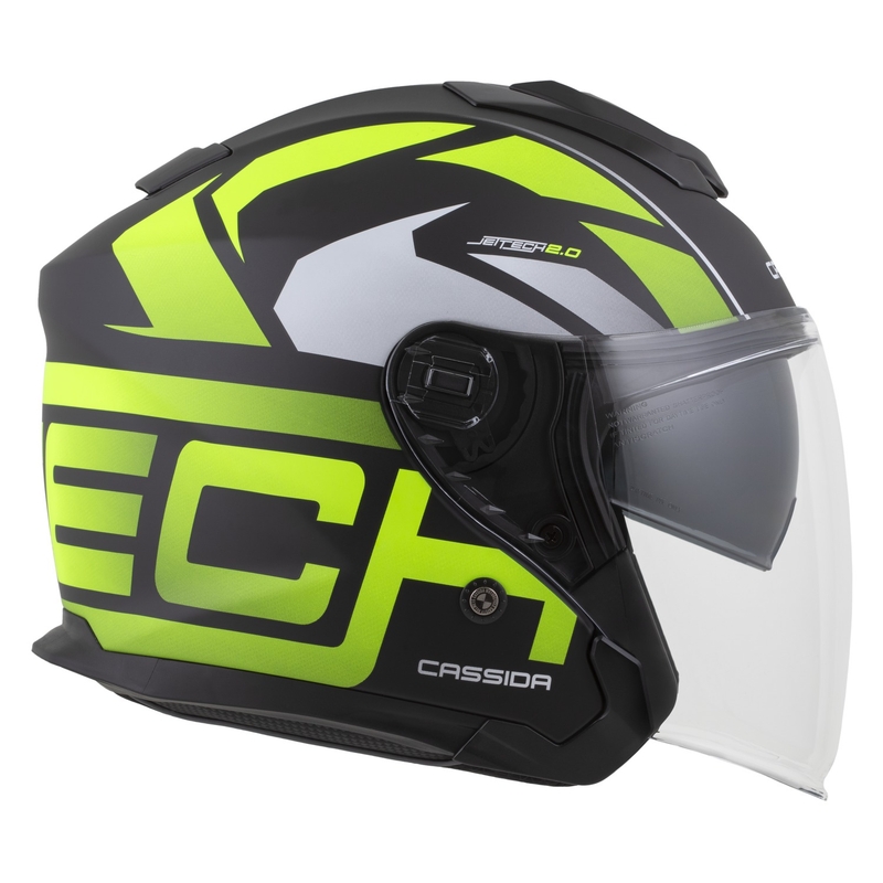 Cassida Jet Tech 2.0 RoTo nyitott motoros bukósisak matt fekete-fluo sárga-fehér