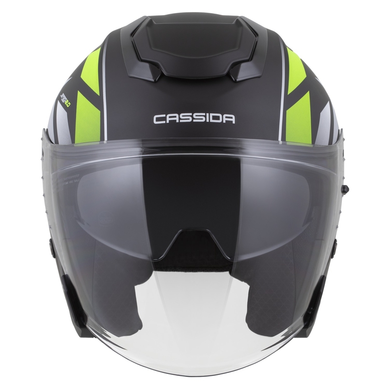 Cassida Jet Tech 2.0 RoTo nyitott motoros bukósisak matt fekete-fluo sárga-fehér