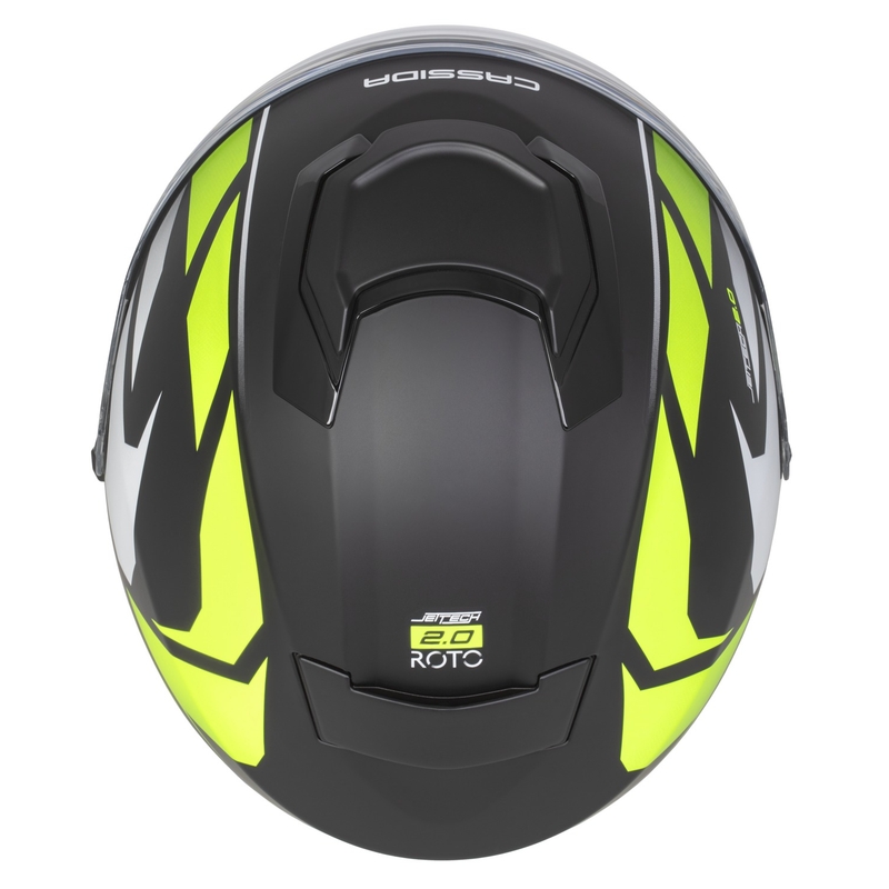 Cassida Jet Tech 2.0 RoTo nyitott motoros bukósisak matt fekete-fluo sárga-fehér