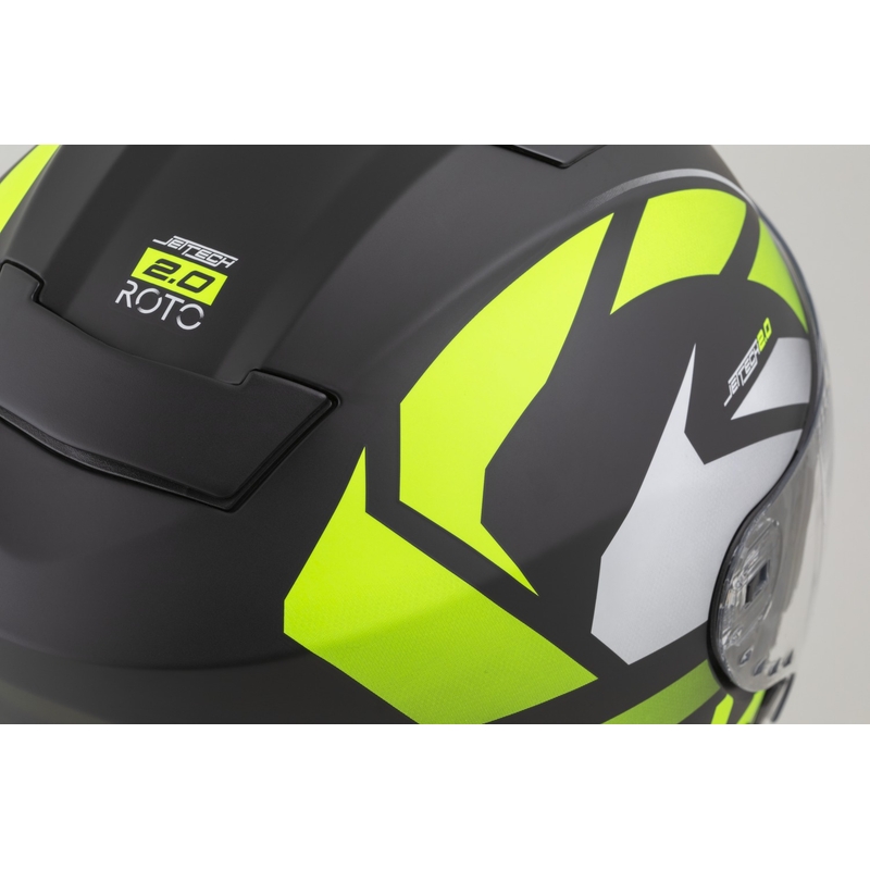 Cassida Jet Tech 2.0 RoTo nyitott motoros bukósisak matt fekete-fluo sárga-fehér