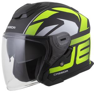 Cassida Jet Tech 2.0 RoTo nyitott motoros bukósisak matt fekete-fluo sárga-fehér